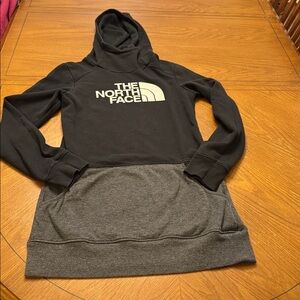 THE NORTH FACE Logo Long Hooded Colorblock Funnel Neck Sweatshirt Tunic Hoodie S